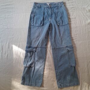 Forever 21 Blue Denim Cargo Jeans